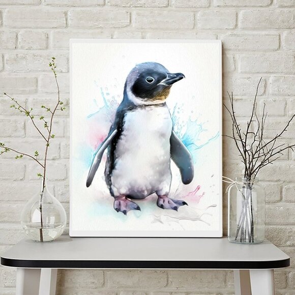 NobleCaptures Other - Baby Penguin Watercolor Oil Painting Art‎ Print